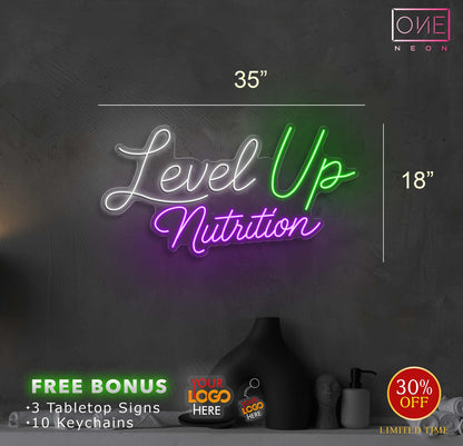 LEVEL UP NUTRITION | 4 LED Neon Sign