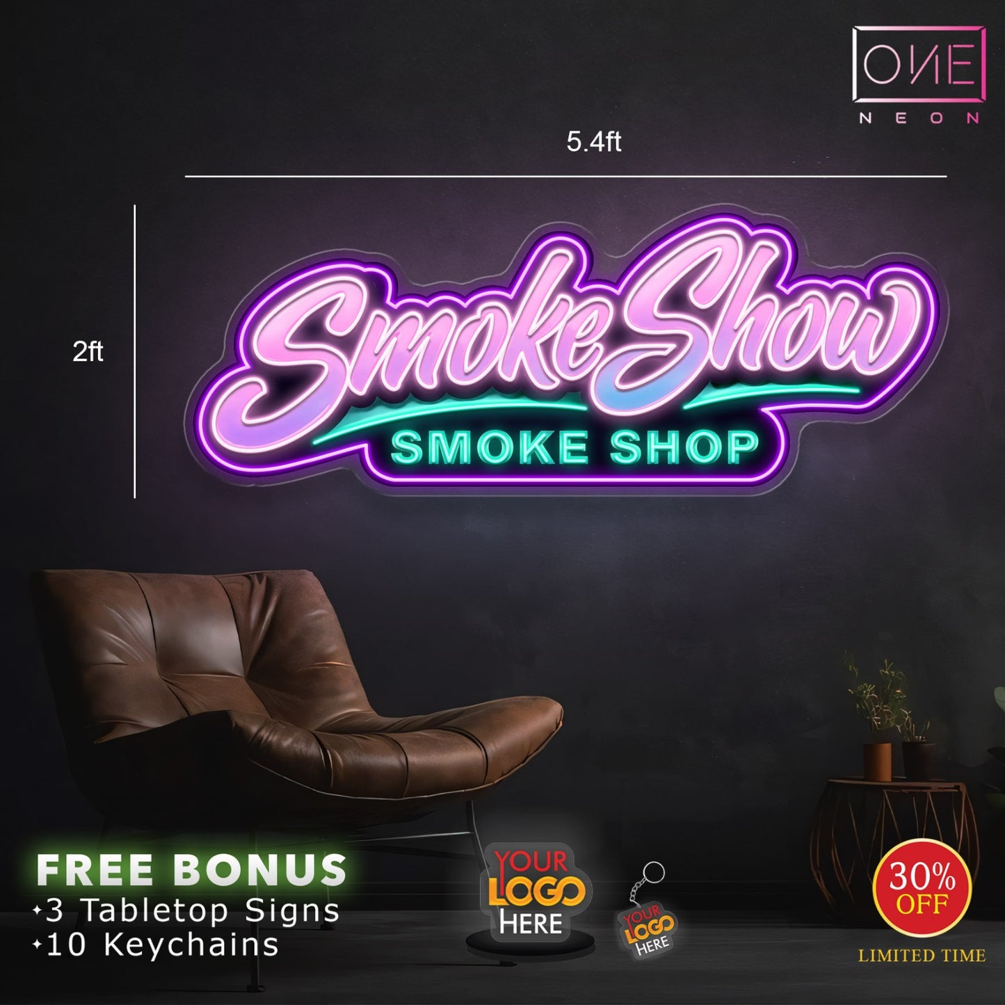SMOKE SHOW SMOKE SHOP | LED Neon Sign (3 Outdoor Signs)