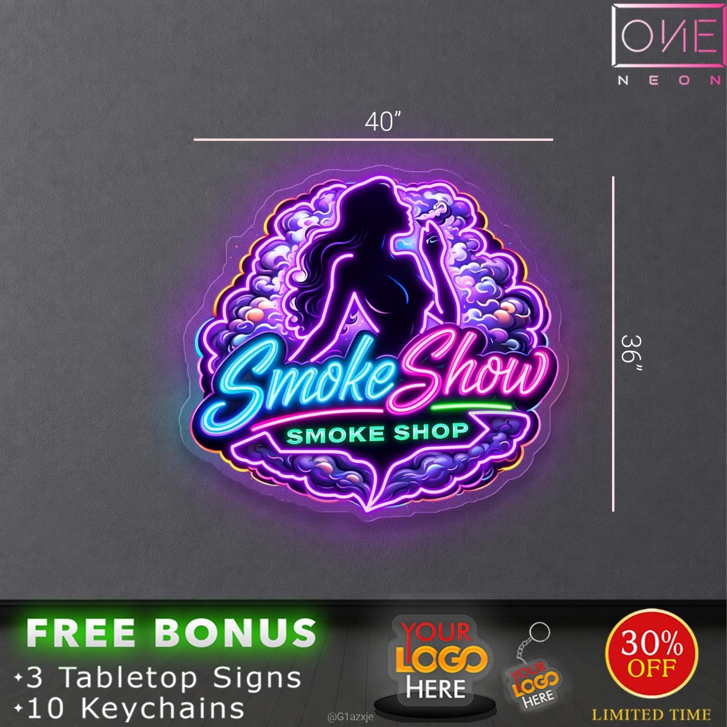 SMOKE SHOW SMOKE SHOP | LED Neon Sign (3 Outdoor Signs)