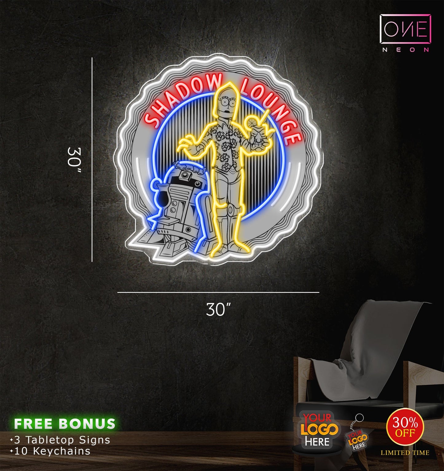 Enseigne néon LED œuvre d'art Tatoueur