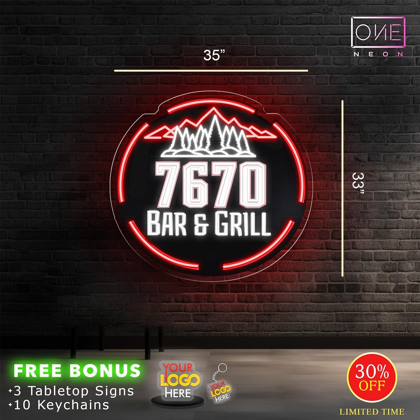 UTE TRAIL MOTEL + 7670 BAR & GRILL (2 signs)| LED Neon Sign