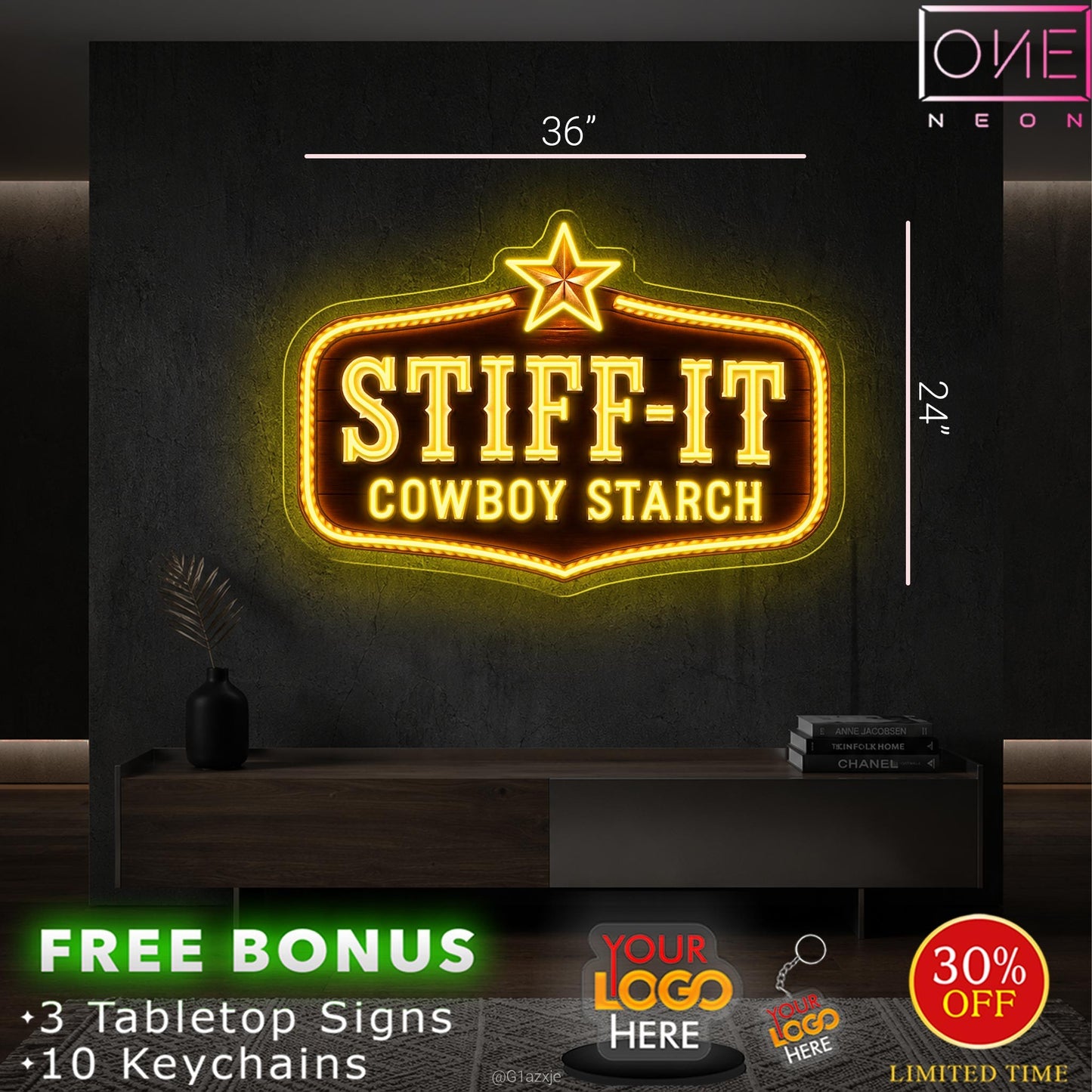 STIFF-IT COWBOY STARCH| LED Neon Sign