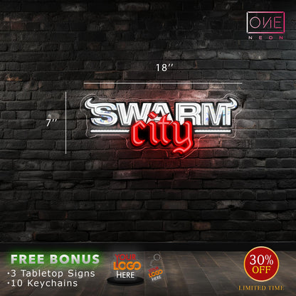 SWARM CITY | LED Neon Sign (Outdoor)