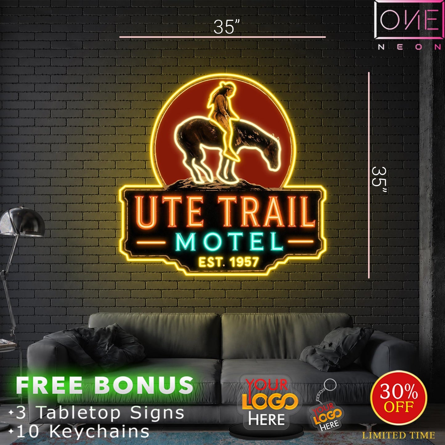 UTE TRAIL MOTEL + 7670 BAR & GRILL (2 signs)| LED Neon Sign