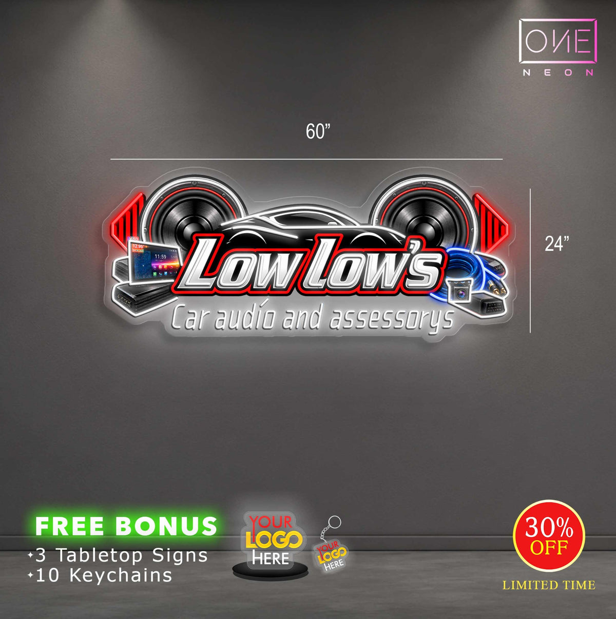 Low low’s Car audio and assessorys | LED Neon Sign