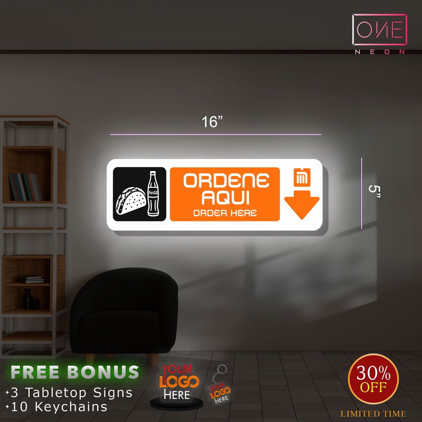 TROMPO &  RESROOM & ORDENE AQUI | Lightbox ( 3 SIGNS)