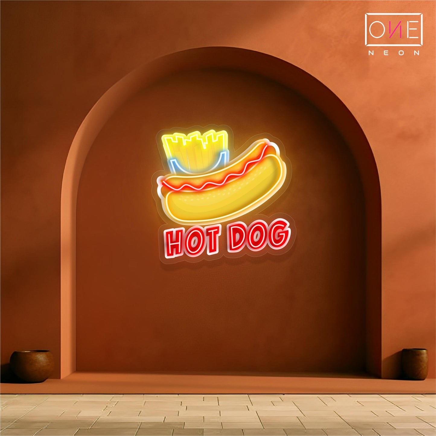 Enseigne néon LED œuvre d'art Hot-dog