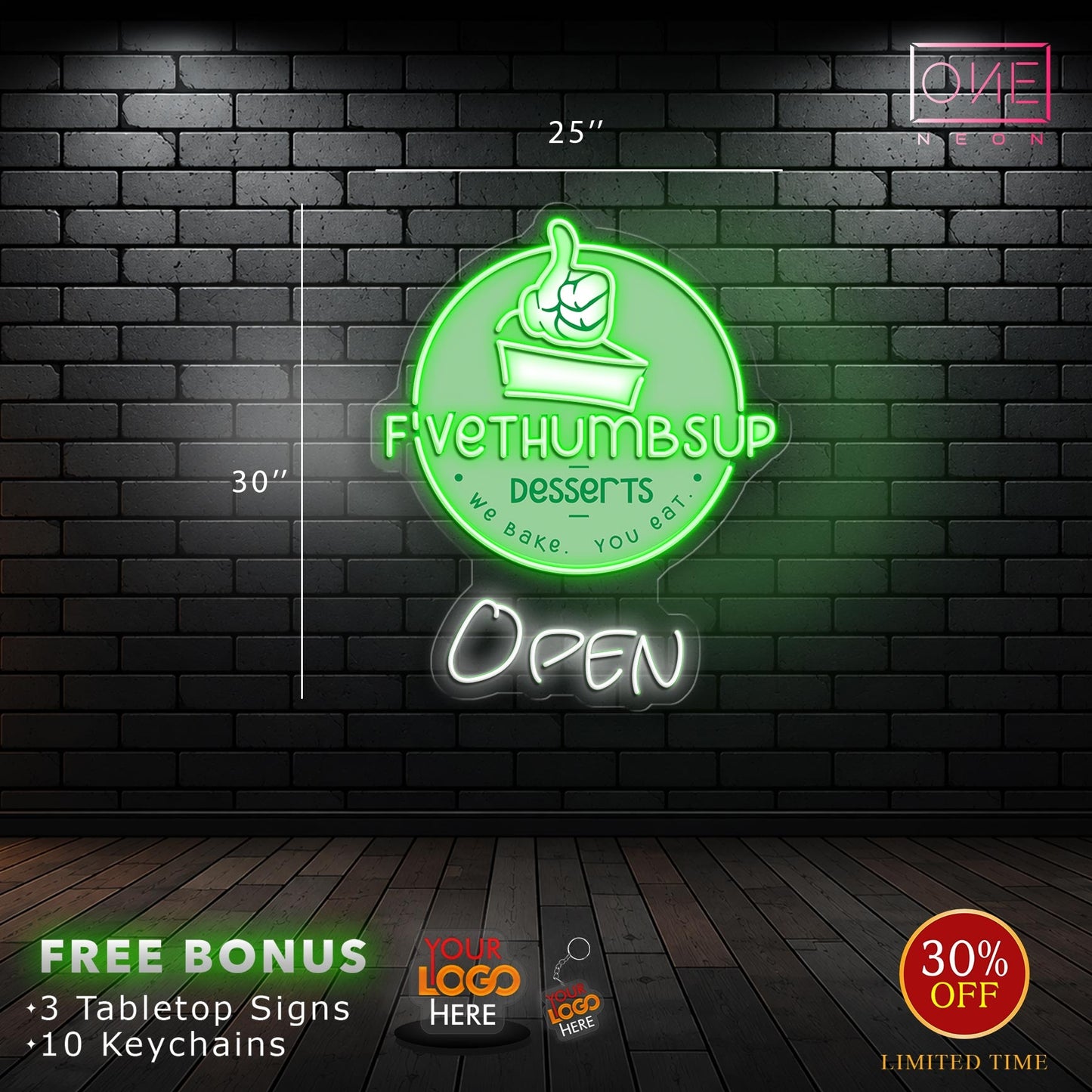 FIVETHUMBSUP DESSERT  OPEN  | LED Neon Sign