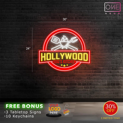 HOLLYWOOD BBQ'S KITCHEN | LED Neon Sign