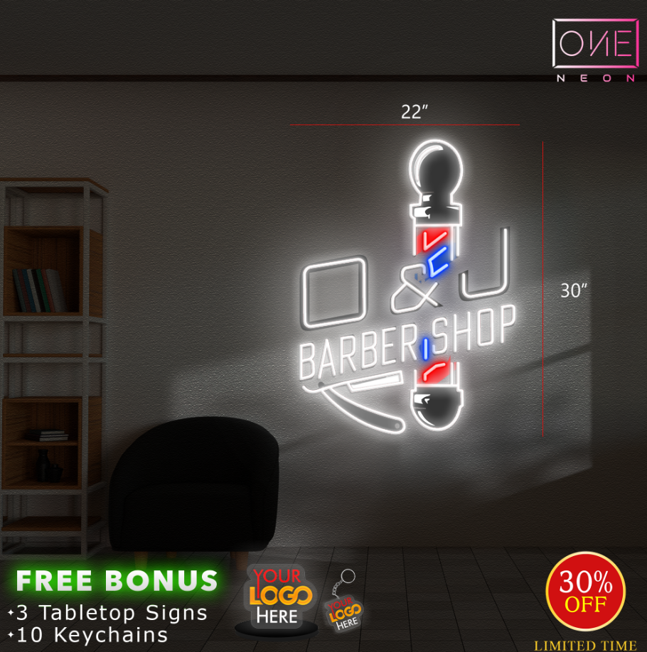 O&J BARBER SHOP | LED Neon Sign