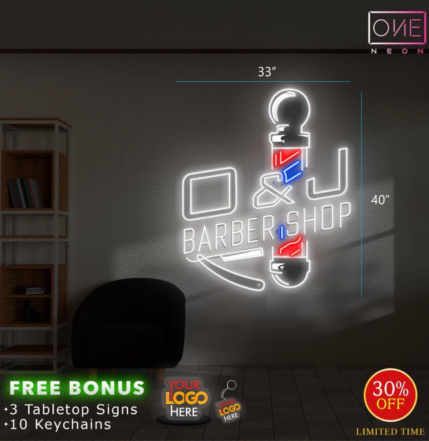 O&J BARBER SHOP | LED Neon Sign