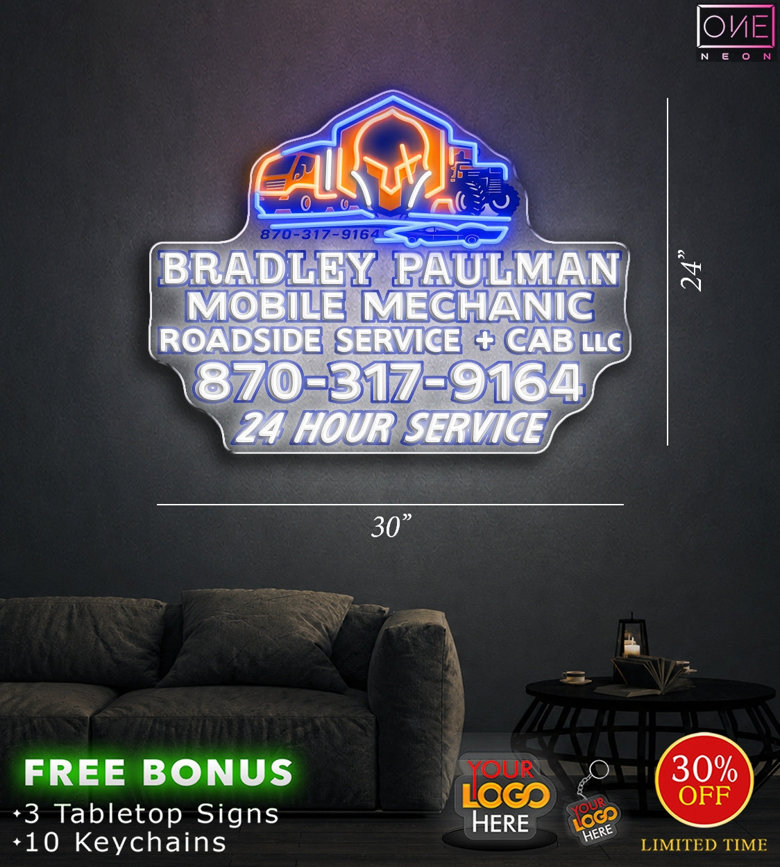 Bradley Paulman mobile mechanic| LED Neon Sign
