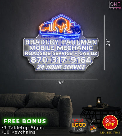 Bradley Paulman mobile mechanic| LED Neon Sign