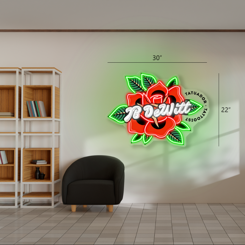 Enseigne néon LED œuvre d'art Tatoueur
