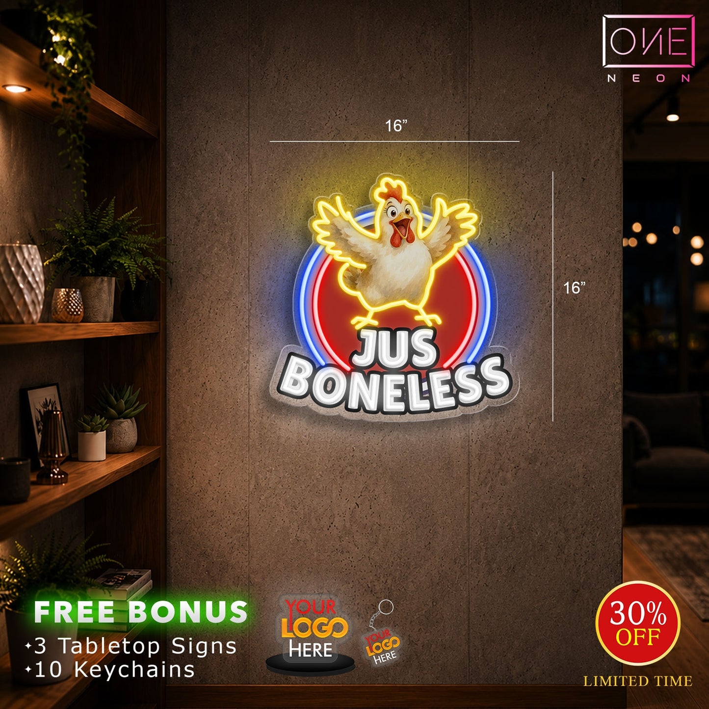 JUS BONELESS| LED Neon Sign