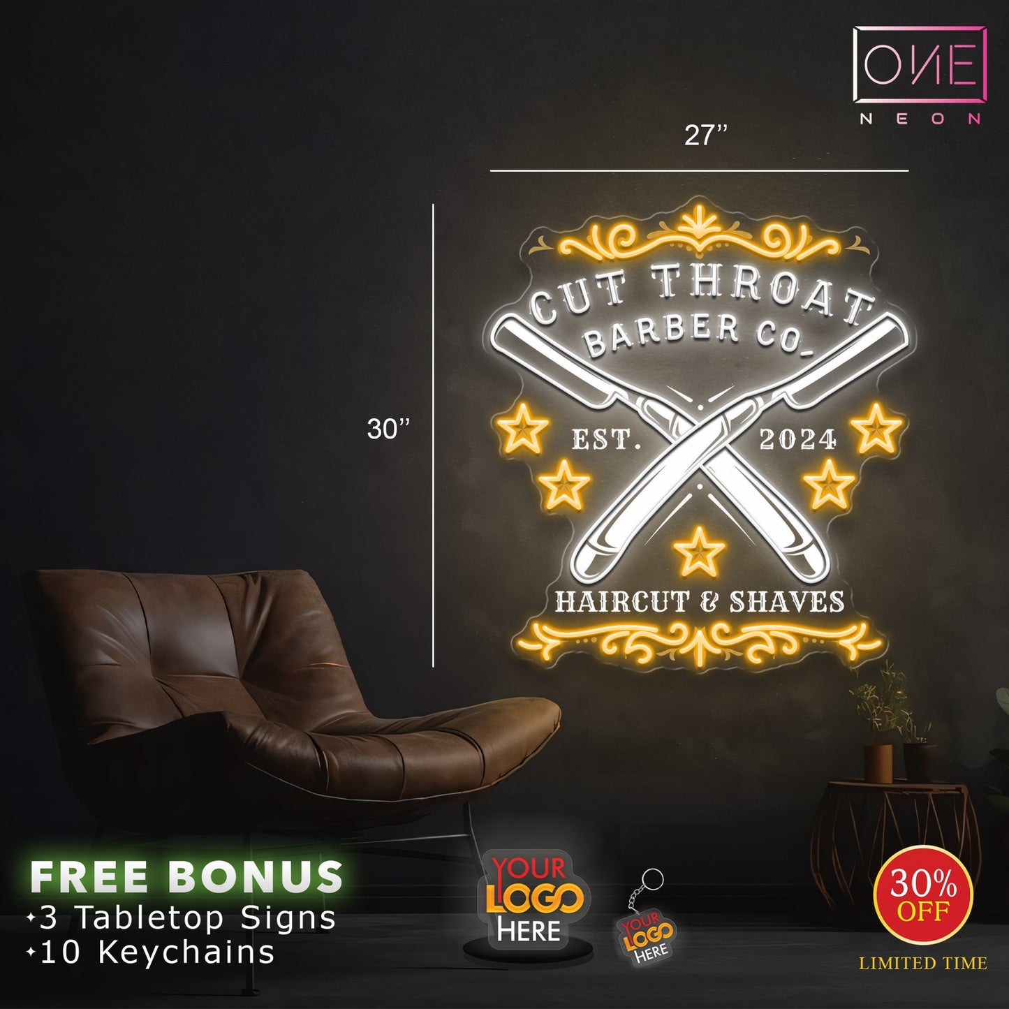 Cut Throat barber co | LED Neon Sign