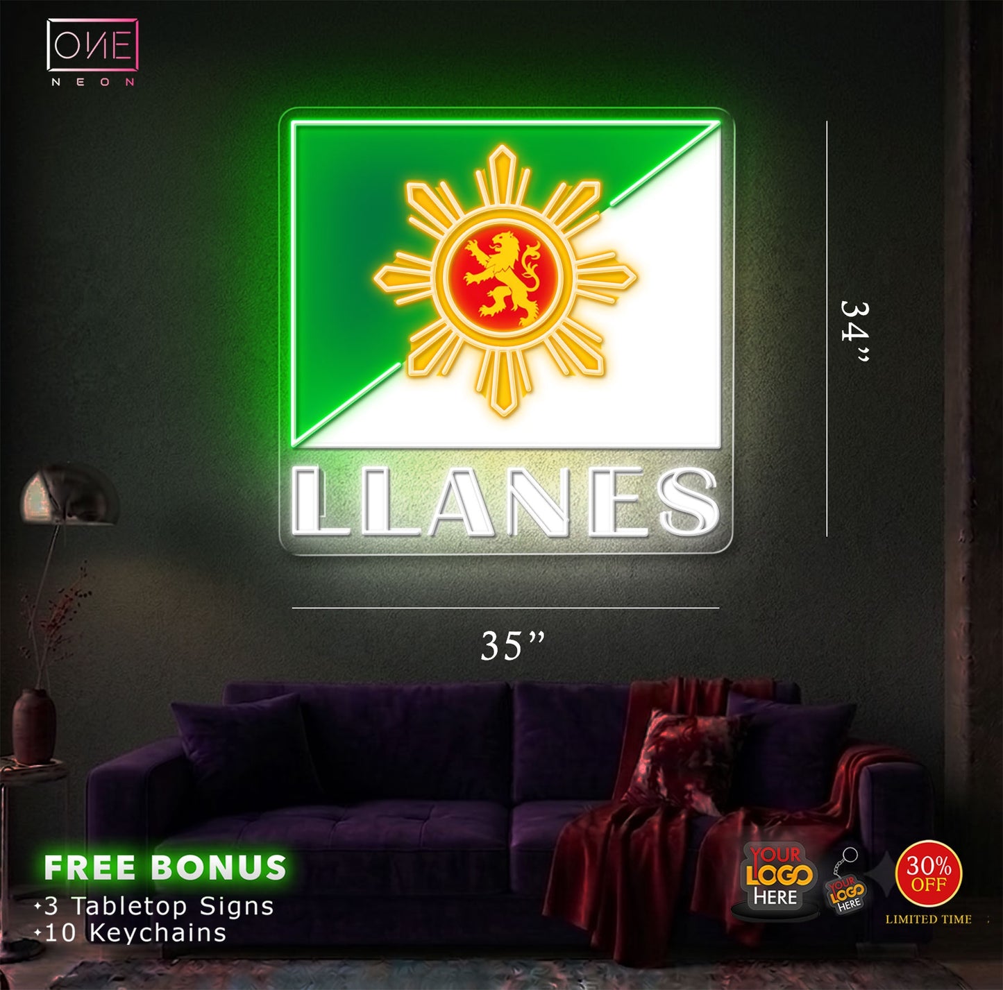 LLANES logo | LED Neon Sign