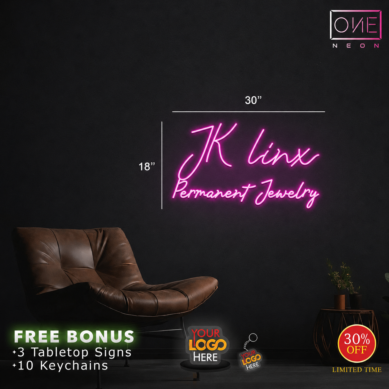 JK Linx permanent jewelry | LED Neon Sign