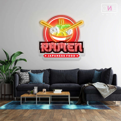 Enseigne néon LED œuvre d'art alimentaire japonaise ramen