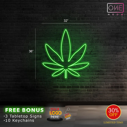 Skip the Middleman & The Weed Leaf | 2 LED Neon Signs