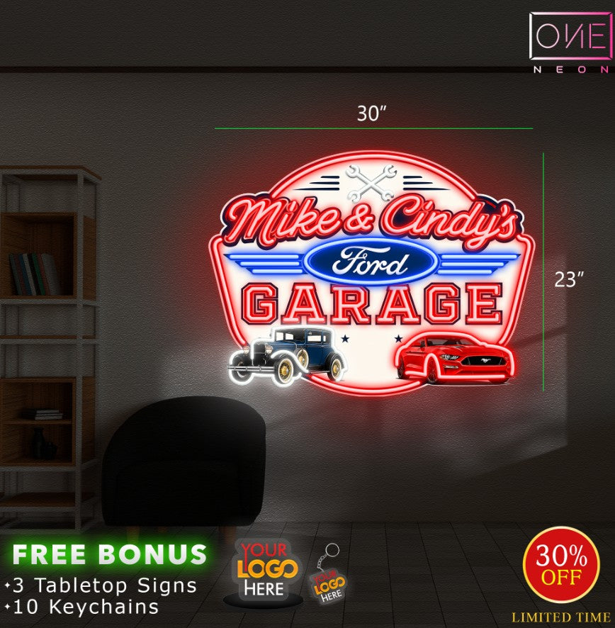 Mike &Cindy's Ford Garage  | LED Neon Sign (Waterproof)
