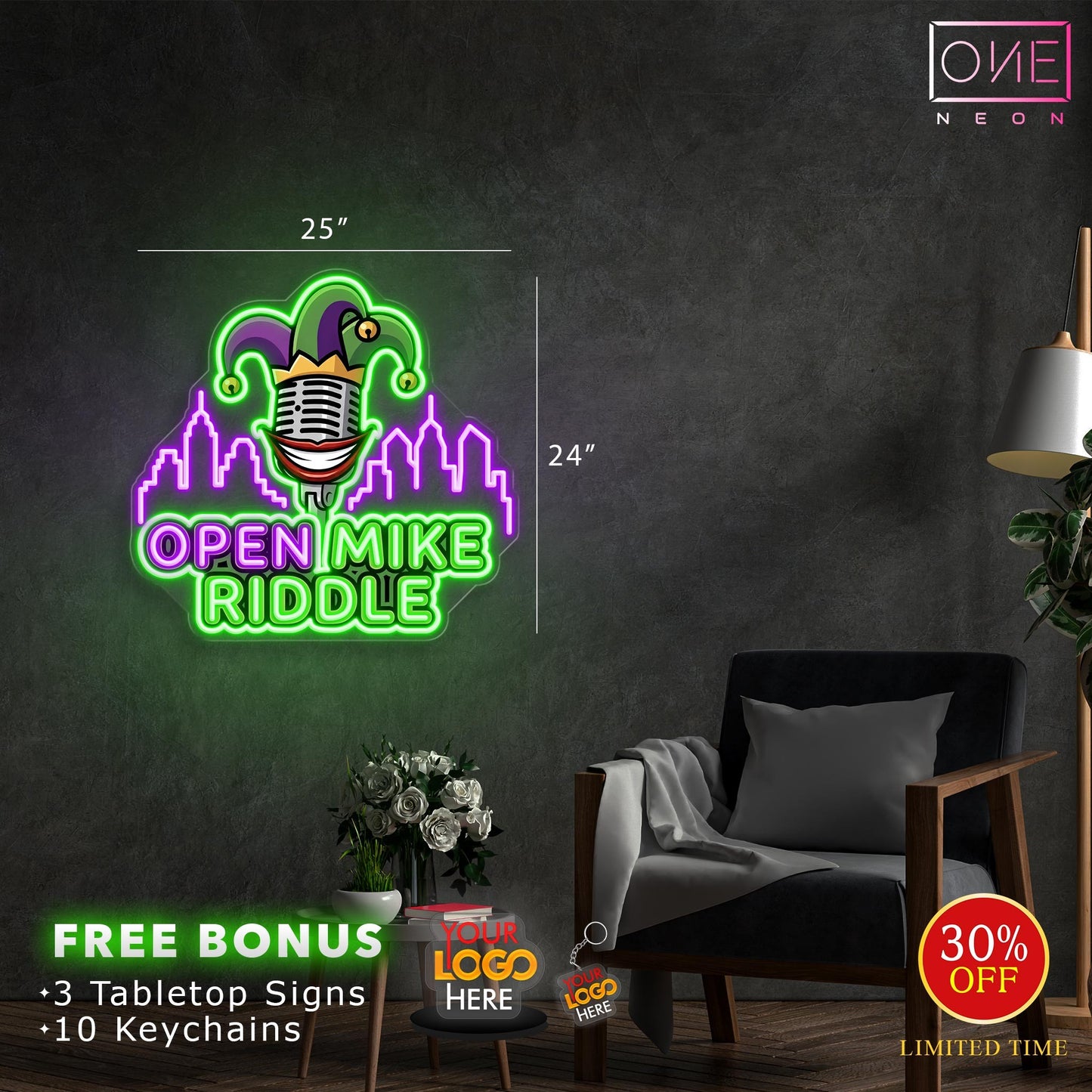Open Mike Riddle | LED Neon Sign