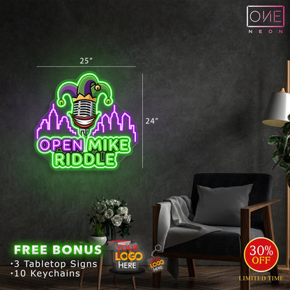 Open Mike Riddle | LED Neon Sign