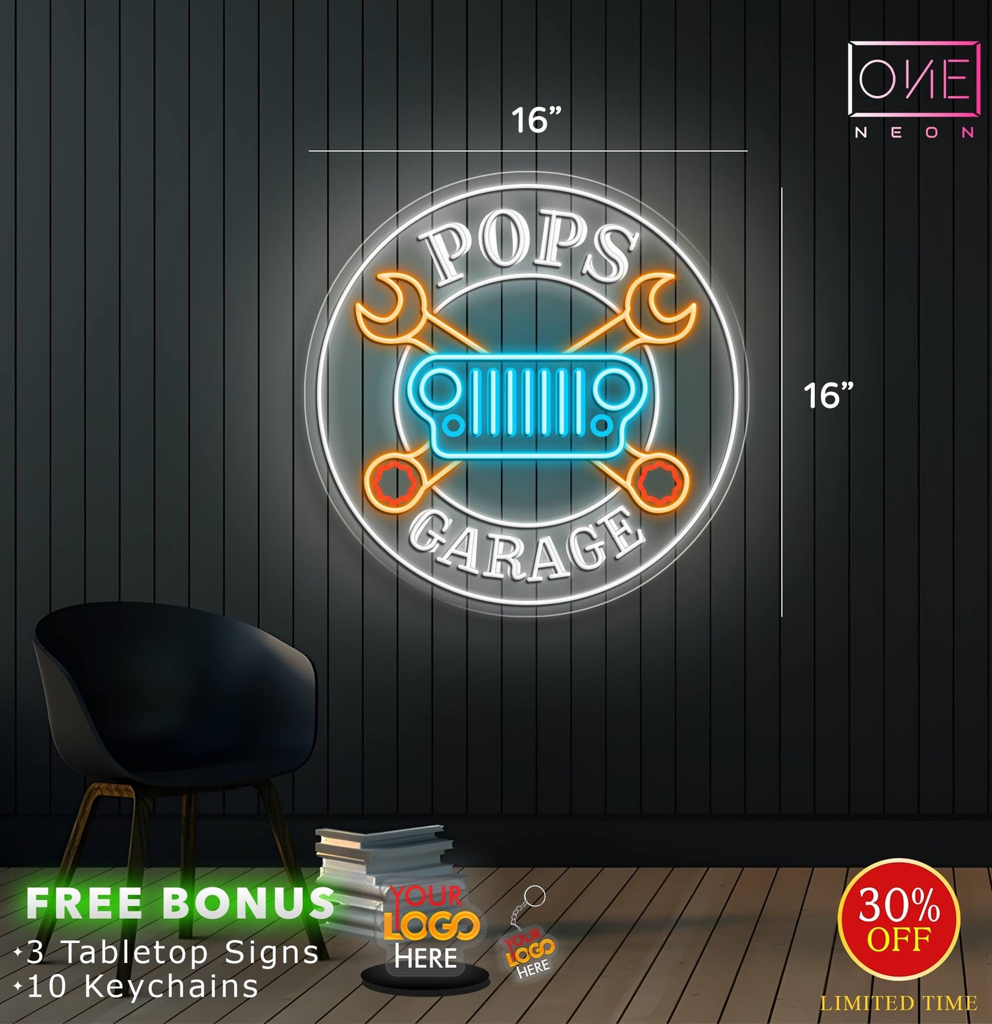Pops Garage | LED Neon Sign