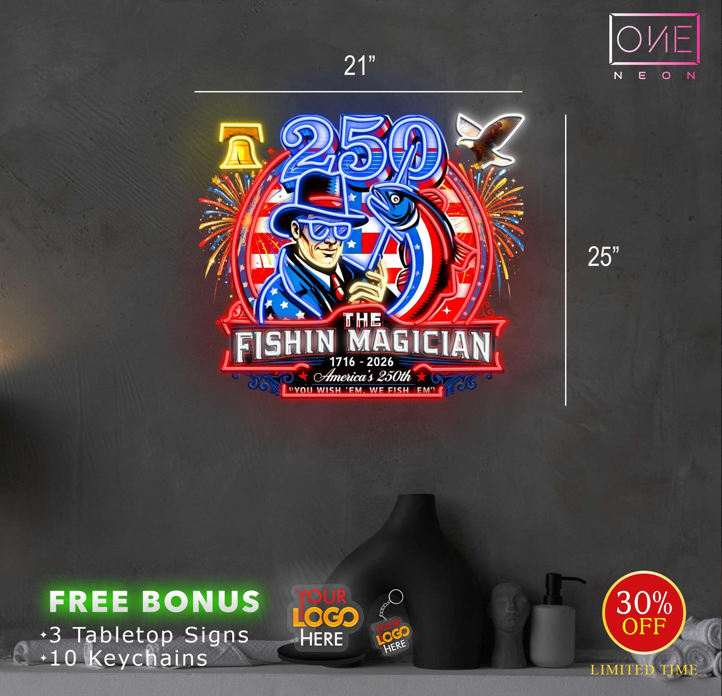 250 THE FISHIN MAGICIAN   | LED Neon Sign