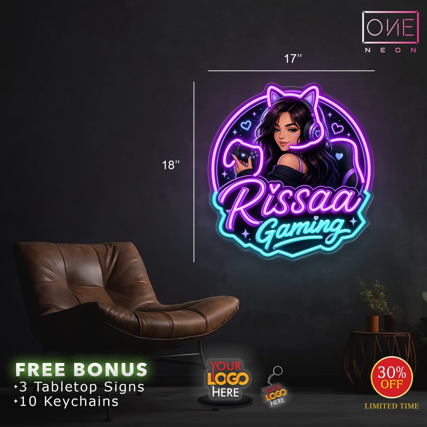 Enseigne néon LED œuvre d'art Tatoueur