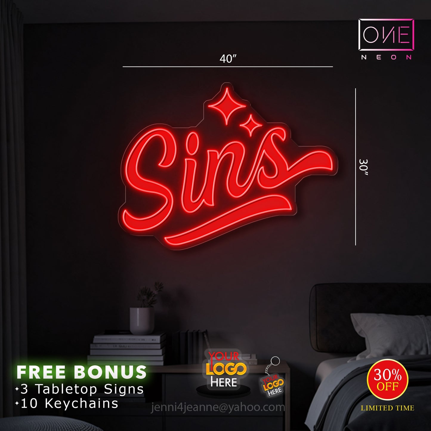 Sins  | LED Neon Sign (waterproof option)
